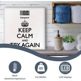 Beper - Digitale Personenweegschaal - "Keep Calm" Opdruk - Glazen Platform - LCD-Display