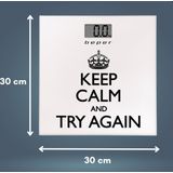 Beper - Digitale Personenweegschaal - "Keep Calm" Opdruk - Glazen Platform - LCD-Display