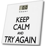 Beper - Digitale Personenweegschaal - "Keep Calm" Opdruk - Glazen Platform - LCD-Display