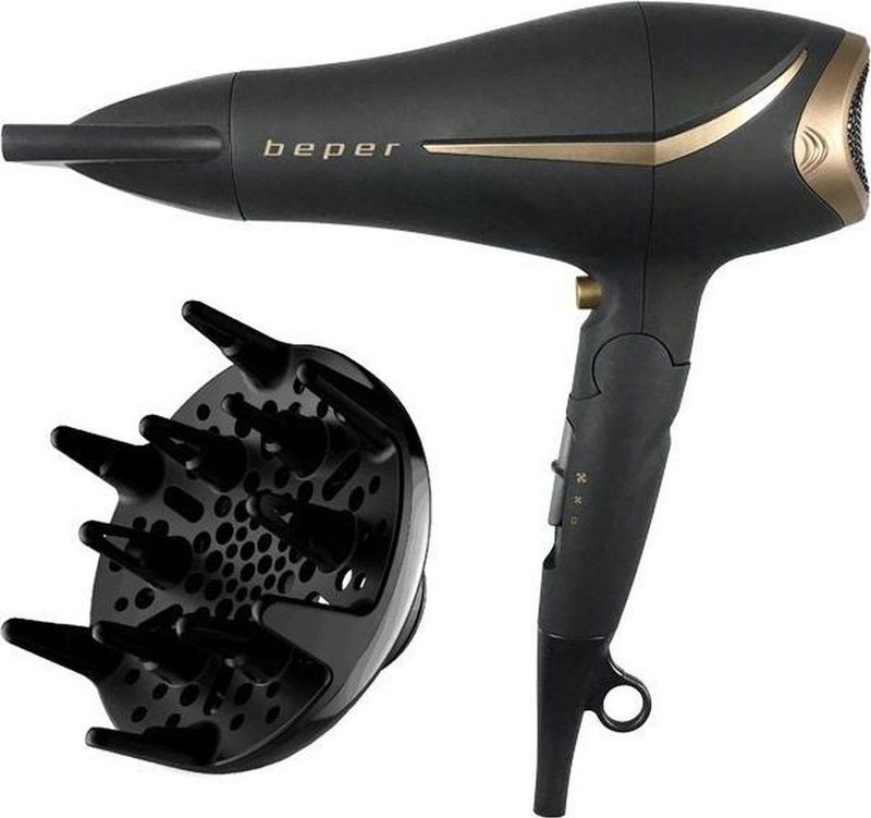 BEPER 40.404 Haardroger - 2200 W - Stille Haardroger - Inclusief Diffuser en Concentrator