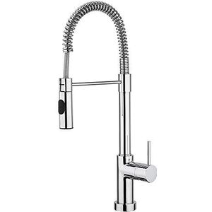 Paini Eengreepsmengkraan voor keuken, gootsteen, verchroomd, zijdelingse hendel draaibaar, met automatische douche-aansluiting, modern design, volledig geproduceerd en verwerkt in Italië