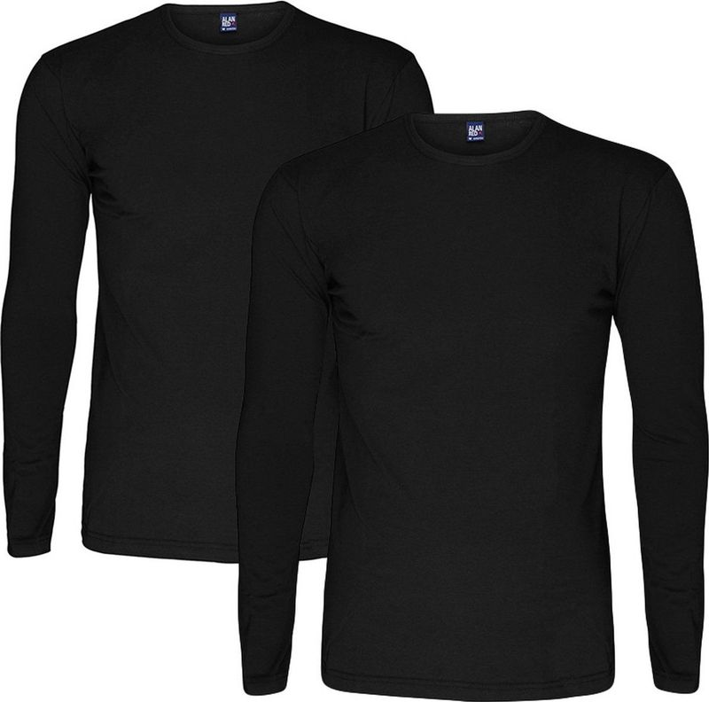 Alan Red T-Shirt Virginia Zwart Longsleeve 2-pack - Heren - Basic T-shirt