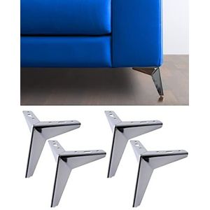 IPEA 4 x poten voor banken en meubels model JAZZ – set met 4 ijzeren poten – modern en elegant design, kleur zilver glanzend, hoogte 135 mm