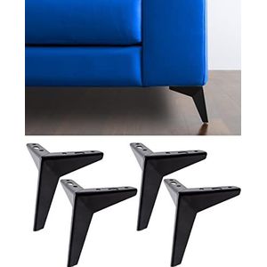 IPEA 4 x poten voor banken en meubels model Jazz - set met 4 poten van ijzer - modern en elegant design kleur mat zwart, hoogte 135 mm