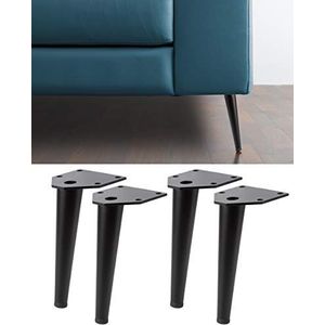 IPEA 4 x bank- en meubelpoten model Swing Black - set met 4 ijzeren poten - poten in elegant design kleur zwart, hoogte 150 mm