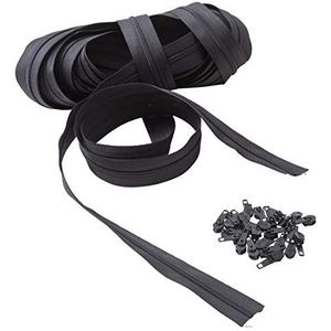 IPEA Nylon ritssluiting met doorlopende ketting, ritssluitingen, per strekkende meter van nylon + 25 schuiven, op maat te snijden om te naaien, 3 kleuren naar keuze, breedte 30 mm, kleur zwart