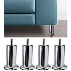 IPEA 4 meubel- en bankpoten, aquamarijn, set van 4 metalen poten, elegant design voor fauteuils en kasten, kleur verchroomd, hoogte 100 mm