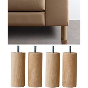 IPEA Onbehandelde houten poten voor meubels en banken, 100 mm, set van 4 poten voor kasten, fauteuils, poten voor bed, 10 cm, beukenhouten poten