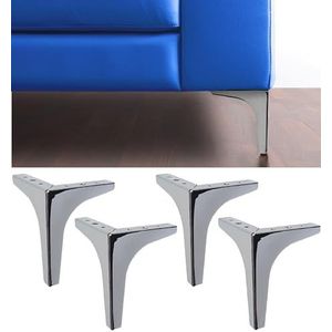 IPEA 4 x meubelpoten, bankpoten, model META, hoogte 150 mm, poten in elegant design voor stoelen en kasten, 4 metalen poten van ijzer, meubelpoten, kleur chroom, kleur verchroomd