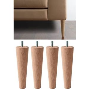 IPEA Poten voor meubels en banken, hoogte 20 cm, van hout, lichte kleur, Made in Italy, kegelvorm, 4 poten voor kasten, fauteuils, bed - poten en poten voor meubels - 200 mm