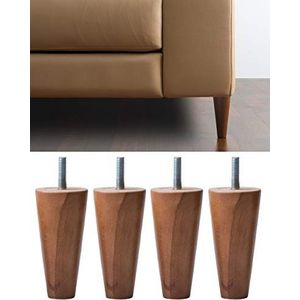 IPEA Poten voor meubels en banken van hout, walnoothout, gemaakt in Italië, set met 4 poten met kegelvorm voor kasten en stoelen, poten in walnoothout, hoogte 120 mm
