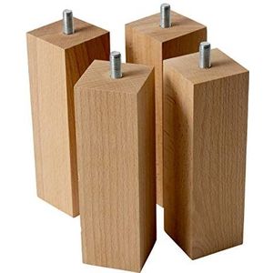 Poten voor meubels en banken, hoogte 18 cm, van hout, vervaardigd in Italië, rechthoekig, 4 stuks