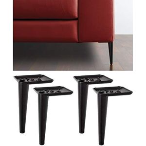 IPEA 4 stuks meubelpoten van ijzer – 4 stuks poten voor kasten, stoelen en bedden – modern minimalistisch design – poten in mat zwart – hoogte 150 mm