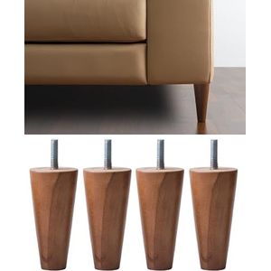 IPEA Poten voor meubels en banken van hout, kleur walnoot, gemaakt in Italië, 4 stuks kegelpoten voor kasten en stoelen, poten in walnootkleur, meubelpoten, hoogte 140 mm