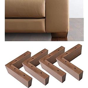 IPEA Meubel- en bankpoten van hout – kleur walnoot – gemaakt in Italië – 4 stuks hoekpoten voor kasten en stoelen – hoogte 50 mm