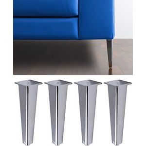 4 stuks Neutrone bank en meubelpoten - 4 stuks ijzeren poten - modern en elegant design - hoogte 195 mm - kleur zilver glanzend