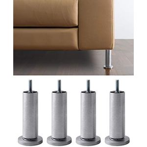 IPEA 4 x meubelpoten model MV350 – set met 4 poten van aluminium – modern en elegant design kleur mat zilver, hoogte 80 mm