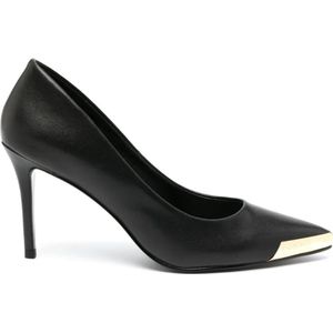 Versace Zwarte platte schoenen met gouden punt , Black , Dames , Maat: 40 EU
