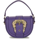 Versace Jeans Couture, Tote tas met gehamerd patroon en gouden gesp Paars, Dames, Maat:ONE Size