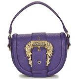 Versace Jeans Couture, Tote tas met gehamerd patroon en gouden gesp Paars, Dames, Maat:ONE Size