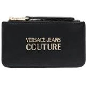 Versace Jeans Couture, Logo Lettering Pasjeshouder Zwart, Dames, Maat:ONE Size