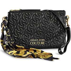 Versace, Tassen, Dames, Zwart, ONE Size, Synthetische Clutch met Zichtbaar Logo