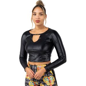 Versace Jeans Couture - Top - Zwart - Imitatieleer - Keyhole-halslijn