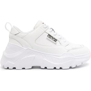 Versace Witte Leren Sneakers , White , Dames , Maat: 38 EU