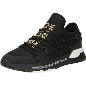 Versace Zwarte Sneakers met Gouden Logo , Black , Heren , Maat: 44 EU