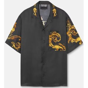 Versace Jeans Couture, Overhemden, Heren, Zwart, S, Waterverf Zwart Shirt
