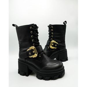 Veterboots - Effen - Imitatieleer - Met Plateau - Hoge Hak (7-10 cm)