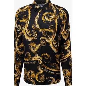 Versace Jeans Couture, Heren, Overhemden, Zwart, Maat: 2XL Zijde,