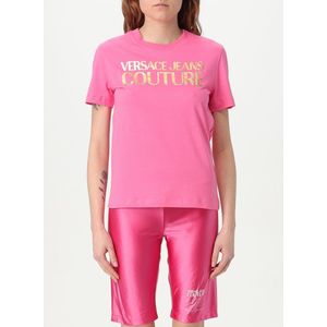 Versace Jeans Couture - T-shirt - Roze - Katoen - Ronde Halslijn - Korte Mouwen