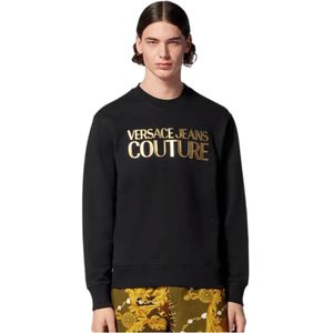 Versace Jeans Couture - Sweatshirt - Zwart - Katoen - Metallic Logo