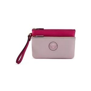 Versace Roze Kalfsleren Pouch Clutch Tas , Pink , Dames , Maat: ONE Size