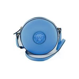 Versace Kalfleer Round Disco Schoudertas Blauw