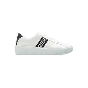 Versace Leren Greca Sneakers , White , Heren , Maat: 44 EU