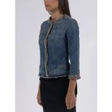 Liu Jo - Fitted Jas - Blauw - Katoen - Ketting Detail - Driekwart Mouwen