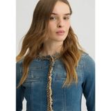 Liu Jo - Fitted Jas - Blauw - Katoen - Ketting Detail - Driekwart Mouwen