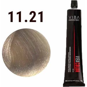 Viba Professional Viba Color Permanent Cosmetic Coloring Cream Haar kleur 100ml - 11.21 Violet Ash Platinum