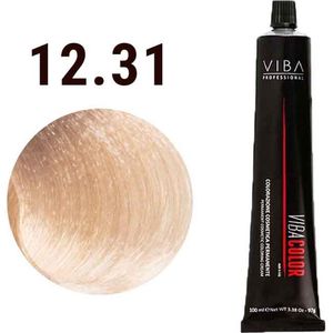 Viba Professional Viba Color Permanent Cosmetic Coloring Cream Haar kleur 100ml - 12.31 Extreme Golden Ash Blonde