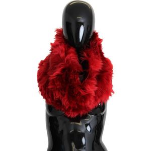 Dolce & Gabbana Dames Rode Alpaca Leer Fur Nek Omslagdoek Sjaal