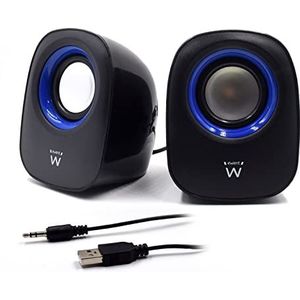 Ewent EW3501 stereo luidspreker 2.0 voor audiosysteem, USB-voeding, zwart/blauw
