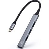 Ewent EW1145 USB C Hub, 4-poorts Ultra Slim Data Hub, Hub met 3 poorten USB A 2.0, 1 Port USB A 3.2, Slim Type A Hub voor Macbook Pro/Air, Laptop, PS5/PS4 en Mac OS, Windows, Android Systems, aluminium
