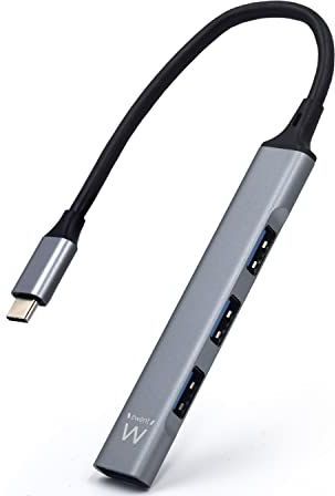 Ewent EW1145 interface hub USB 3.2 Gen 1 (3.1 Gen 1) Type-C 5000 Mbit/s Grijs, Zilver
