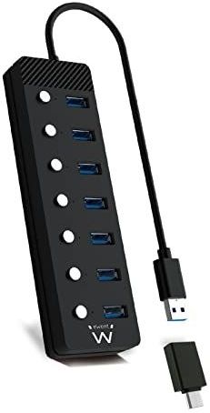 Ewent EW1147 interface hub USB 3.2 Gen 1 (3.1 Gen 1) Type-A 5000 Mbit/s Zwart