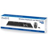 Ewent EW3272 toetsenbord Inclusief muis RF Draadloos QWERTY Spaans Zwart