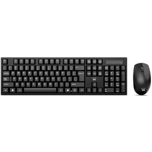Ewent Draadloos toetsenbord en muis, Spaanse QWERTY-lay-out voor pc/laptop/laptop, Windows, enkele USB-ontvanger, zwart