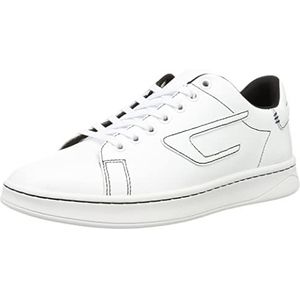 Diesel, Schoenen, Heren, Wit, 40 EU, Leer, Witte Leren Sneakers met Gekleurd Patroon