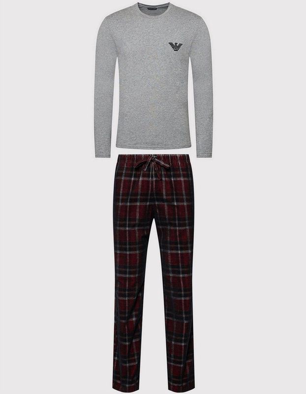 Emporio Armani - Flannel X-Mas Edition Pyjamaset - Marine Check - 100% Katoen